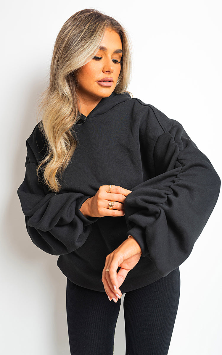 Oversized Hoodie w/Ruched Sleeves