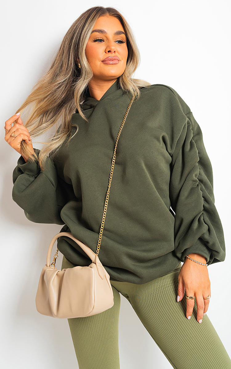 Oversized Hoodie w/Ruched Sleeves