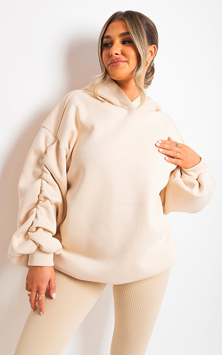 Oversized Hoodie w/Ruched Sleeves
