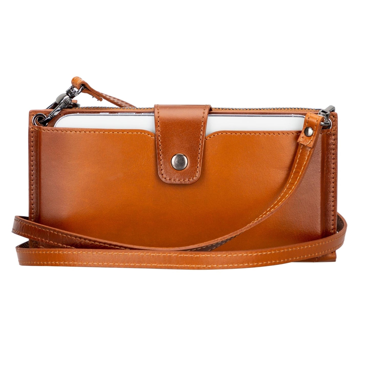 Leather Cell Phone Wallet with Strap