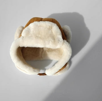 Merino Wool Genuine Leather Aviator Hat