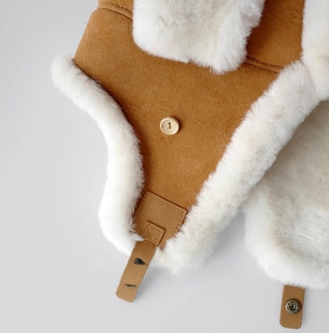 Merino Wool Genuine Leather Aviator Hat