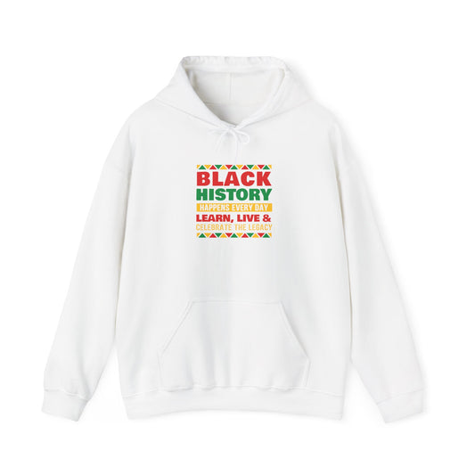 Black History Month Hoodie – “Celebrate, Educate, Learn, Live” Graphic