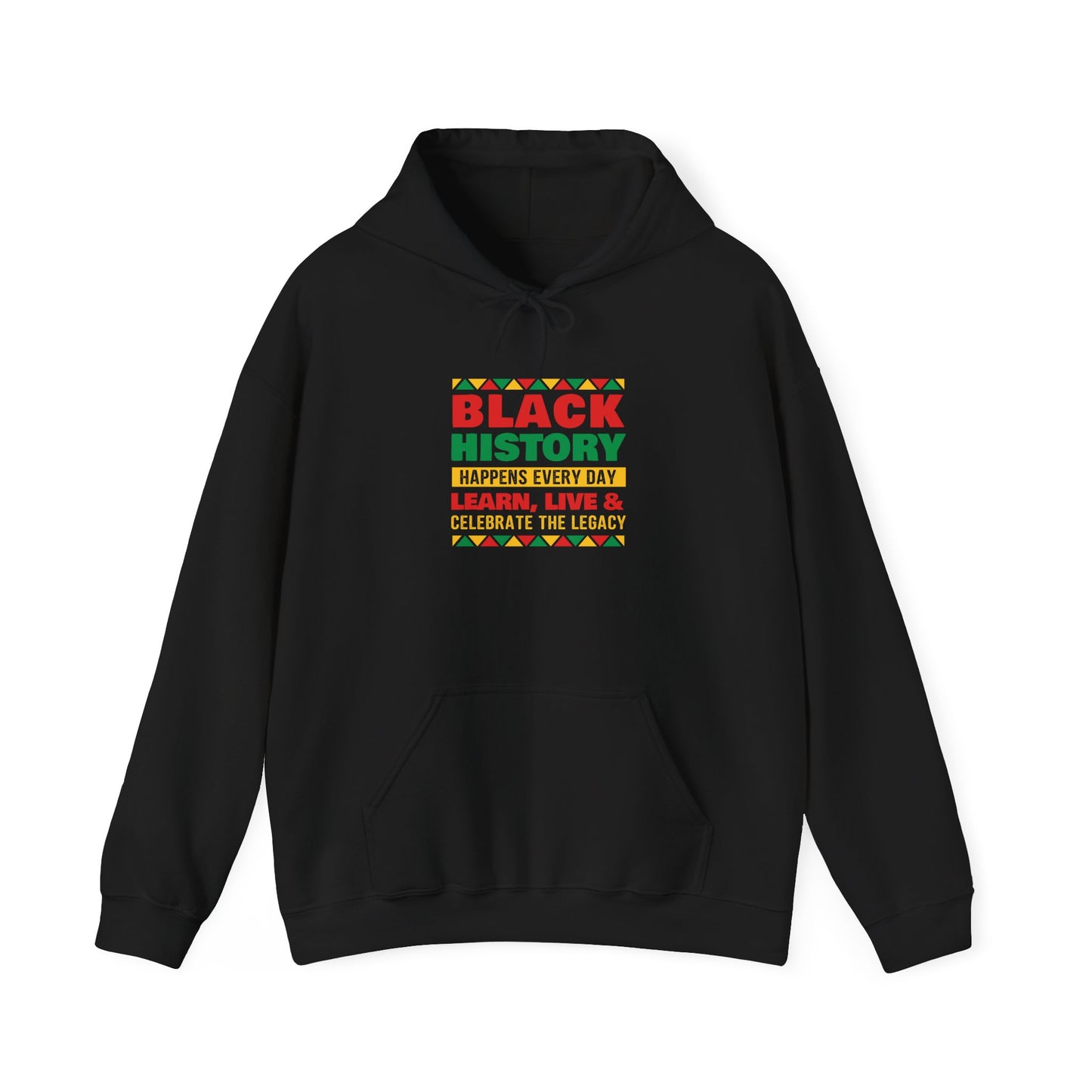 Black History Month Hoodie – “Celebrate, Educate, Learn, Live” Graphic