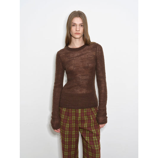 Textured Mohair Blend Stretch Knit Sweater