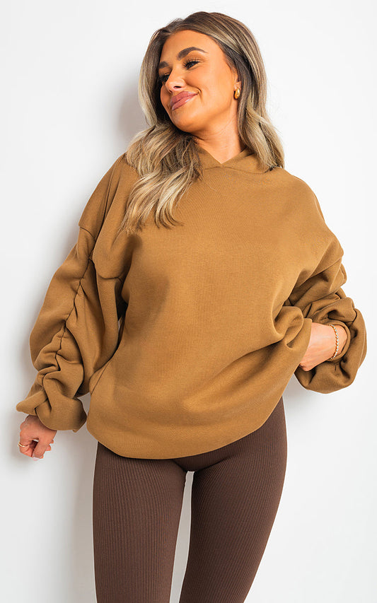 Oversized Hoodie w/Ruched Sleeves