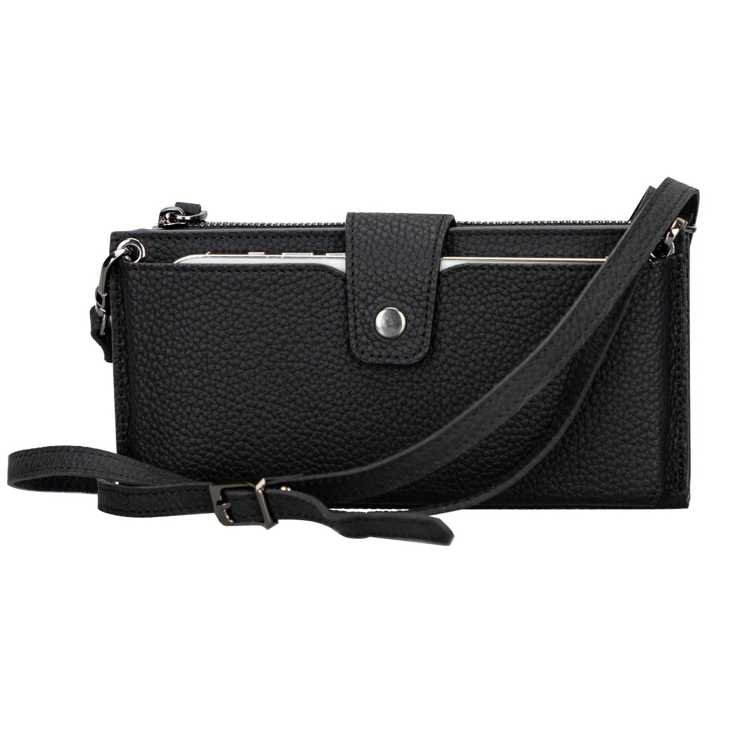 Leather Cell Phone Wallet with Strap