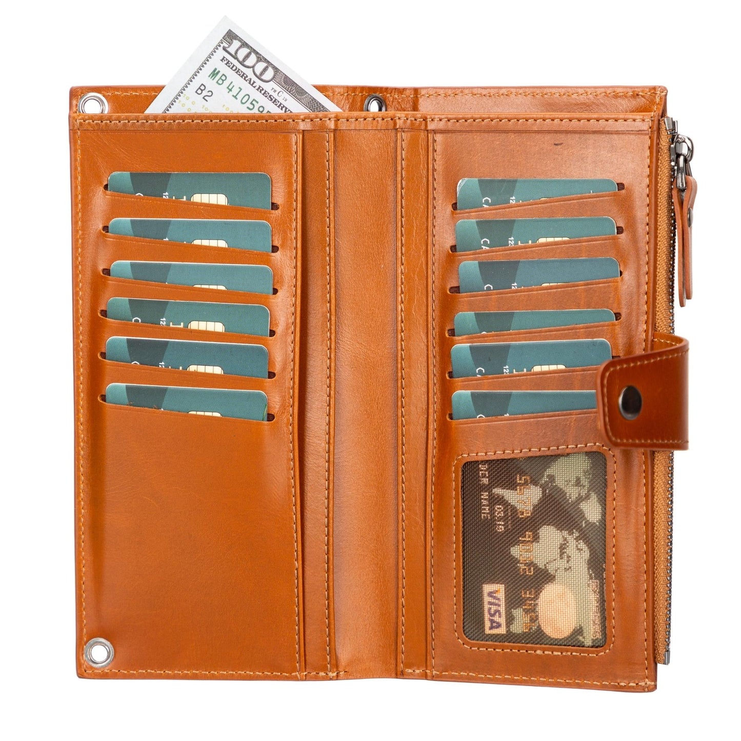 Leather Cell Phone Wallet with Strap