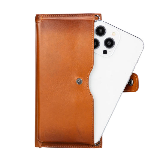 Leather Cell Phone Wallet with Strap