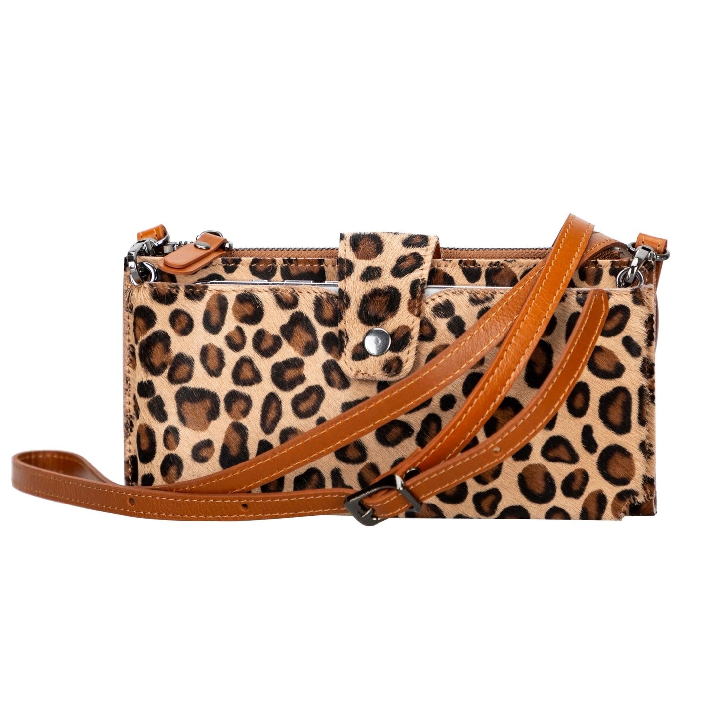 Leather Cell Phone Wallet with Strap